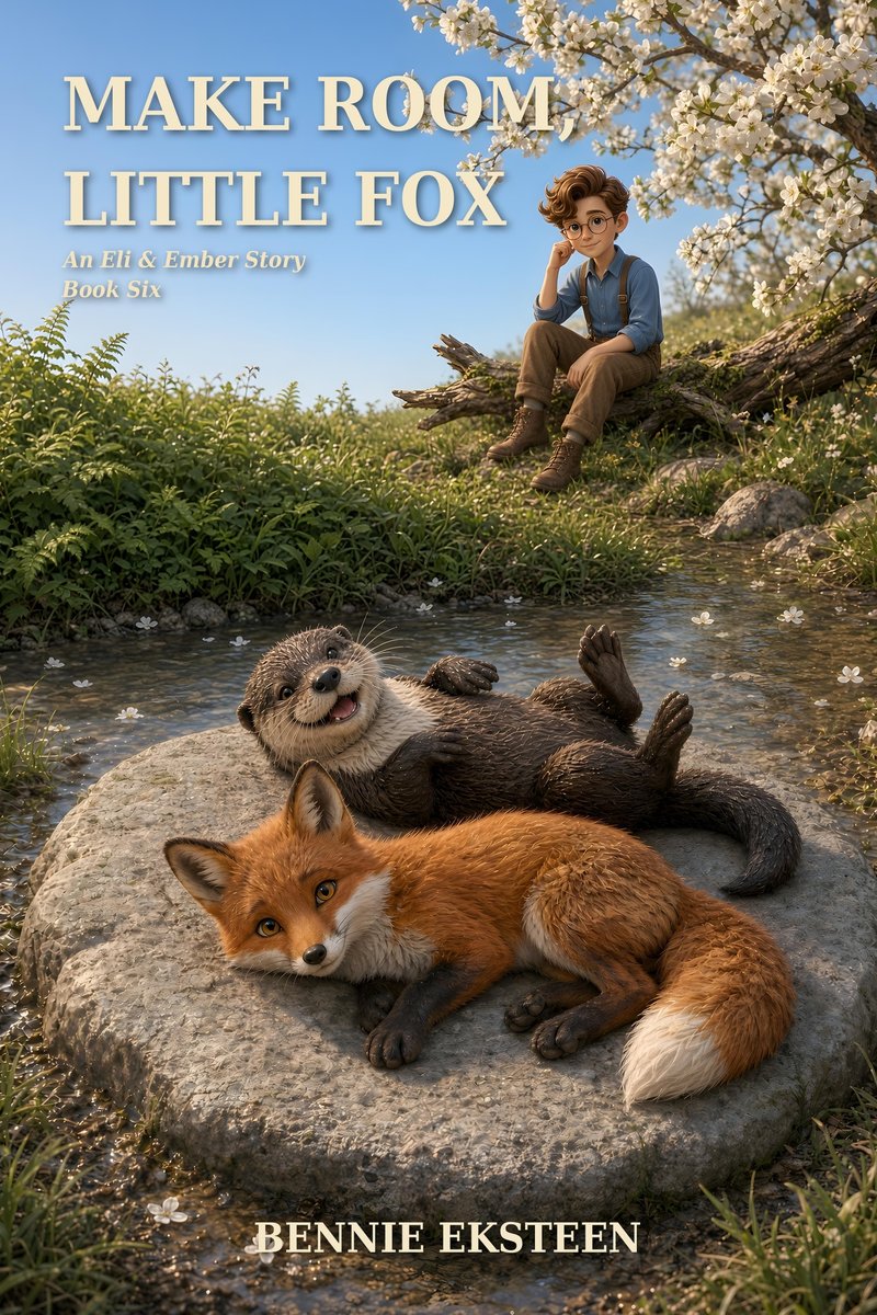 Cover of Make Room, Little Fox, showing Eli, Ember, and Puddle the otter beside a spring stream